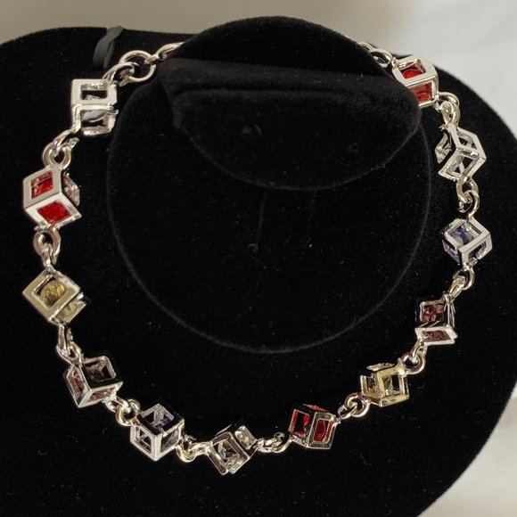 🥰Silver925 Multicolor Stone Cube Bracelet - Picture 2 of 11
